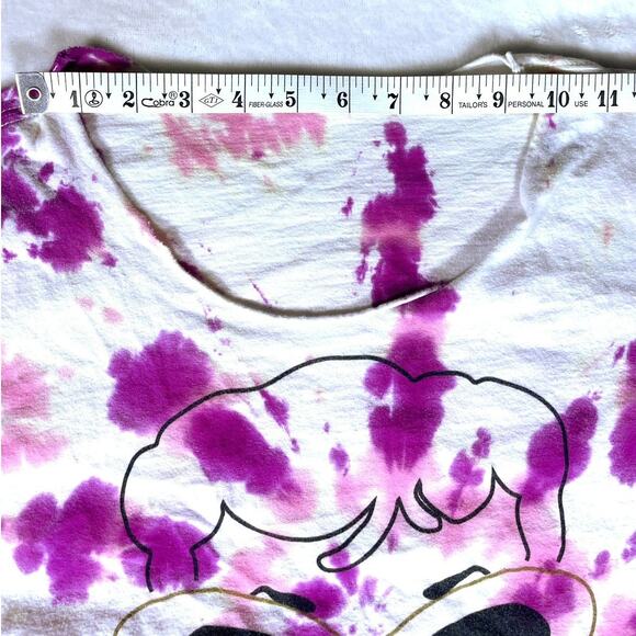 Barbie Tie-Dye Crop Top, Pink Purple Graphic Tee, Size M - Picture 6 of 6